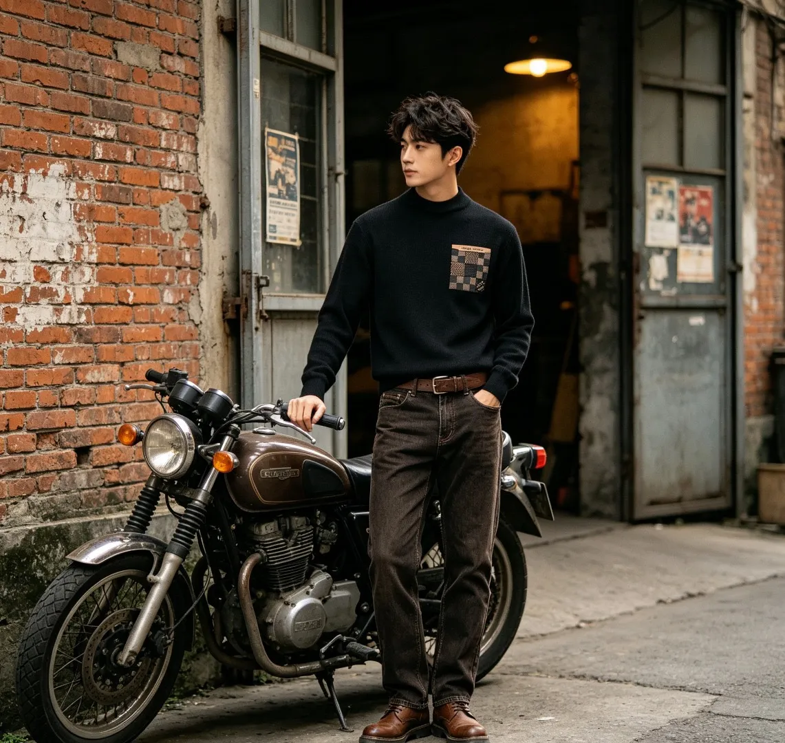 Louis Vuitton/Louis Vuitton checkered fake pocket crewneck sweater